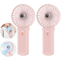 Lepwings Mini Ventilateur Portable - 2 Pièces de Poche USB Rechargeable, 4 Vitesse et 5,5-16 H de Travail, 180° Rotation, Pliabl