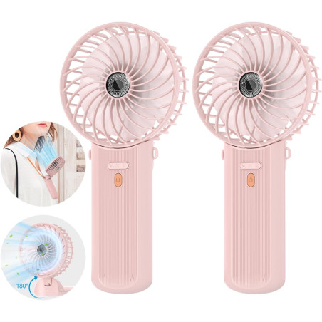 Lepwings Mini Ventilateur Portable - 2 Pièces de Poche USB Rechargeable, 4 Vitesse et 5,5-16 H de Travail, 180° Rotation, Pliabl