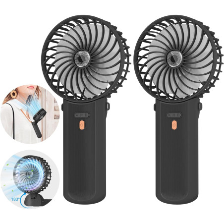Lepwings Mini Ventilateur Portable - 2 Pièces de Poche USB Rechargeable, 4 Vitesse et 5,5-16 H de Travail, 180° Rotation, Pliabl