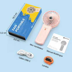 Lepwings Mini Ventilateur Portable - 2 Pièces de Poche USB Rechargeable, 4 Vitesse et 5,5-16 H de Travail, 180° Rotation, Pliabl