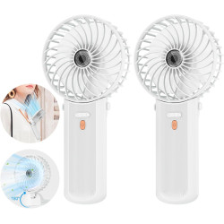 Lepwings Mini Ventilateur Portable - 2 Pièces de Poche USB Rechargeable, 4 Vitesse, 5,5-16 H de Travail, 180° Rotation, Pliable 