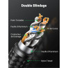 Uvert cat 8 câble ethernet réseau rj45 super débit 40gbps 2000mhz nylon tressé double blindage compatible avec routeur switch mo