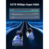 Uvert cat 8 câble ethernet réseau rj45 super débit 40gbps 2000mhz nylon tressé double blindage compatible avec routeur switch mo