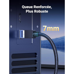 Uvert cat 8 câble ethernet réseau rj45 super débit 40gbps 2000mhz nylon tressé double blindage compatible avec routeur switch mo