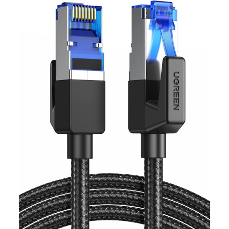 Uvert cat 8 câble ethernet réseau rj45 super débit 40gbps 2000mhz nylon tressé double blindage compatible avec routeur switch mo
