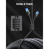 Uvert cat 8 câble ethernet réseau rj45 super débit 40gbps 2000mhz nylon tressé double blindage compatible avec routeur switch mo