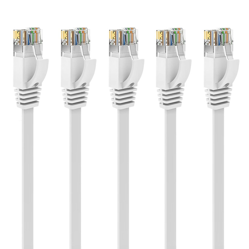 Ercielook Câble Ethernet 2m 5 Pièces - Cat6 Rj45 Plat Lan 1000 Mbit/s Câble Internet pour Routeur Switch PC Portable Smart TV