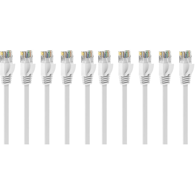 Ercielook Câble Ethernet 1m 5 Pièces - Cat6 Rj45 Plat Lan 1000 Mbit/s Câble Internet pour Routeur Switch PC Portable Smart TV (L