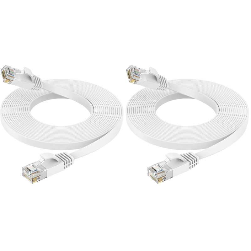 Ercielook Câble Ethernet 10m Cat6 - Rj45 Plat Lan 1000 Mbit/s Câble Internet pour Routeur Switch PC Portable Smart TV (Lot de 2)