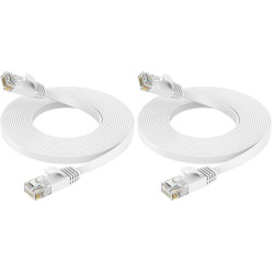 Ercielook Câble Ethernet 15m Cat6 - Rj45 Plat Lan 1000 Mbit/s Câble Internet pour Routeur Switch PC Portable Smart TV (Lot de 2)
