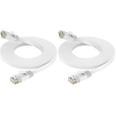 Ercielook Câble Ethernet 15m Cat6 - Rj45 Plat Lan 1000 Mbit/s Câble Internet pour Routeur Switch PC Portable Smart TV (Lot de 2)