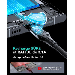 INIU Câble USB C, Cable USB C [1m/3.1A] Charge Rapide, Nylon QC 3.0 Câble Chargeur Type C pour Samsung Galaxy S24 S23 S22 S10 S9