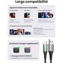 INIU Câble USB C [Lot de 5], Cable USB vers USB C 3,1A Charge Rapide, Cable Type C en Nylon pour Chargeur iPhone 15 Samsung Gala
