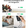 INIU Câble USB C [Lot de 5], Cable USB vers USB C 3,1A Charge Rapide, Cable Type C en Nylon pour Chargeur iPhone 15 Samsung Gala