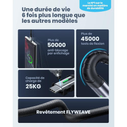 INIU Câble USB C [Lot de 5], Cable USB vers USB C 3,1A Charge Rapide, Cable Type C en Nylon pour Chargeur iPhone 15 Samsung Gala