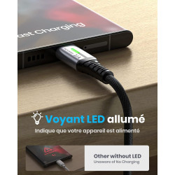 INIU Câble USB C, 0.3m 100W PD 5A Cable USB C Charge Rapide QC 4.0 Chargeur Type C Nylon Tressé pour iPhone 15 Samsung S23 Ultra