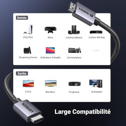 Uvert 8k câble hdmi 2.1 certifié 10k 8k 60hz 4k 240hz haute vitesse 48gbps cordon hdmi aluminium dynamichdr dolby atmos hdcp tre