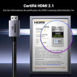 Uvert 8k câble hdmi 2.1 certifié 10k 8k 60hz 4k 240hz haute vitesse 48gbps cordon hdmi aluminium dynamichdr dolby atmos hdcp tre