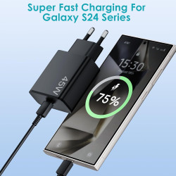 45W Chargeur USB C Rapide 2Pack avec Type C Câbles de 1.8M pour Samsung Galaxy S25,S24+,S24 Ultra,S23 + Ultra, Note20,A54,A53,Z 