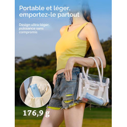 JISULIFE Ventilateur portatif avec batterie de secours 4500 mAh, autonomie maximale de 37 heures, ventilateur de poche portable 