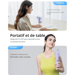 JISULIFE Ventilateur portatif avec batterie de secours 4500 mAh, autonomie maximale de 37 heures, ventilateur de poche portable 