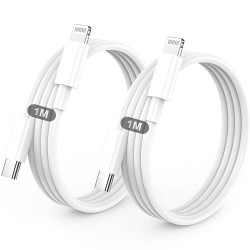 Cable iPhone USB C, Cable USB C vers Lightning 1M+1M, MFi Certifié Câble iPhone USBC Chargeur Rapide Fil pour Apple iPhone 14 13