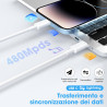Lot de 2 câbles USB C vers Lightning certifiés MFi, charge rapide USB C pour iPhone 14 13 12 11 Pro Max X XR XS 8 Plus, iPad - C