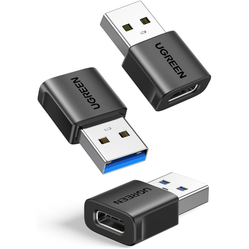 Uvert adaptateur usb vers usb c 3.2 10gbps lot de 3 convertisseur type c femelle vers type a mâle charge rapide data sync compat
