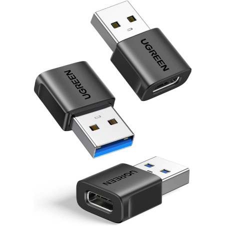 Uvert adaptateur usb vers usb c 3.2 10gbps lot de 3 convertisseur type c femelle vers type a mâle charge rapide data sync compat