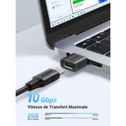 Uvert adaptateur usb vers usb c 3.2 10gbps lot de 3 convertisseur type c femelle vers type a mâle charge rapide data sync compat