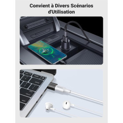 Uvert adaptateur usb vers usb c 3.2 10gbps lot de 3 convertisseur type c femelle vers type a mâle charge rapide data sync compat