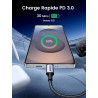 Ugreen câble usb c vers usb c pd charge rapide 60w nylon tressé compatible avec iphone 17 pro max air 16 galaxy s26 s25 plus ult