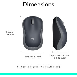 Logitech M185 Souris sans Fil, 2.4 GHz avec Mini Récepteur USB, Longévité de la Pile 12 Mois, Résolution du Capteur 1000 PPP, Am