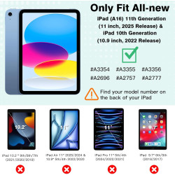 TiMOVO Coque Compatible avec iPad (A16) 11ème Génération 11 Pouces 2025/iPad 10ème Génération 10,9 Pouces 2022, Légère Housse Ar