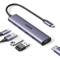 Uvert revodok 105 hub usb c hdmi 4k pd 100w charge multi data ports 5gbps 5 en 1 adaptateur usb c vers hdmi compatible avec macb