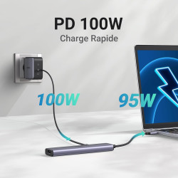 Uvert revodok 105 hub usb c hdmi 4k pd 100w charge multi data ports 5gbps 5 en 1 adaptateur usb c vers hdmi compatible avec macb