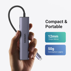 Uvert revodok 105 hub usb c hdmi 4k pd 100w charge multi data ports 5gbps 5 en 1 adaptateur usb c vers hdmi compatible avec macb