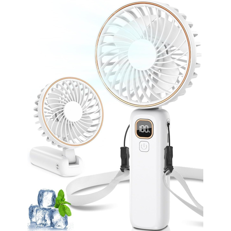 Mini Ventilateur Portable, 4000mAh Ventilateur Portable USB, Longue Autonomie, 6 Vitesses Ventilateur Silencieux Ventilateur de 