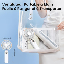 Mini Ventilateur Portable, 4000mAh Ventilateur Portable USB, Longue Autonomie, 6 Vitesses Ventilateur Silencieux Ventilateur de 
