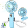 Mini Ventilateur Portable, 4000mAh Ventilateur USB, Longue Autonomie, Petit Ventilateur 3-en-1 pour Main, Cou ou Table, Ventilat
