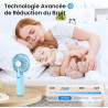 Mini Ventilateur Portable, 4000mAh Ventilateur USB, Longue Autonomie, Petit Ventilateur 3-en-1 pour Main, Cou ou Table, Ventilat