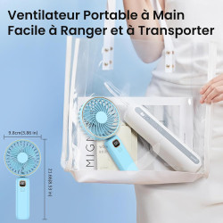 Mini Ventilateur Portable, 4000mAh Ventilateur USB, Longue Autonomie, Petit Ventilateur 3-en-1 pour Main, Cou ou Table, Ventilat