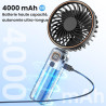 Mini Ventilateur Portable, 4000mAh Ventilateur USB, Longue Autonomie, Ventilateur Silencieux avec 6 Vitesses & Lanière, Mini Ven