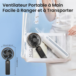 Mini Ventilateur Portable, 4000mAh Ventilateur USB, Longue Autonomie, Ventilateur Silencieux avec 6 Vitesses & Lanière, Mini Ven