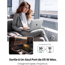 Uvert nexode 65w chargeur usb c rapide 3 ports gan prise usb c compatible avec iphone 17 pro max air 16 15 14 13 12 galaxy s26 s
