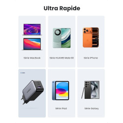 Uvert nexode 65w chargeur usb c rapide 3 ports gan prise usb c compatible avec iphone 17 pro max air 16 15 14 13 12 galaxy s26 s