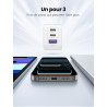 Uvert nexode 65w chargeur usb c rapide 3 ports gan prise usb c compatible avec iphone 17 pro max air 16 15 14 13 12 galaxy s26 s