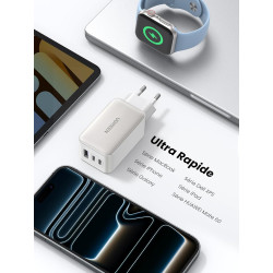 Uvert nexode 65w chargeur usb c rapide 3 ports gan prise usb c compatible avec iphone 17 pro max air 16 15 14 13 12 galaxy s26 s