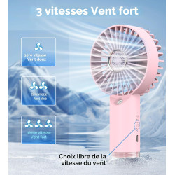 FXI Ventilateur Brumisateur Portable, Mini Ventilateur à Main Portatif silencieux De Bureau, Ventilateur de Poche USB Rechargeab