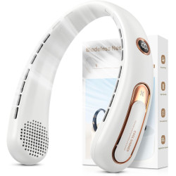 Ventilateur de Cou Portable, Ventilateur USB Rechargeable 4000mAh Max 15H, Ventilateur Silencieux sans Pale, 3 Vitesses et Affic